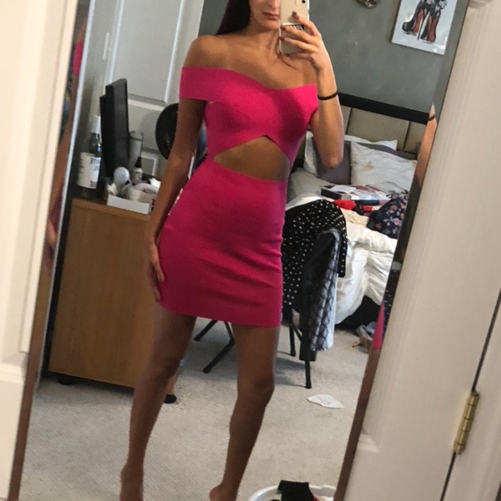 Hot Pink Bandage Cutout Dress by By The Way.